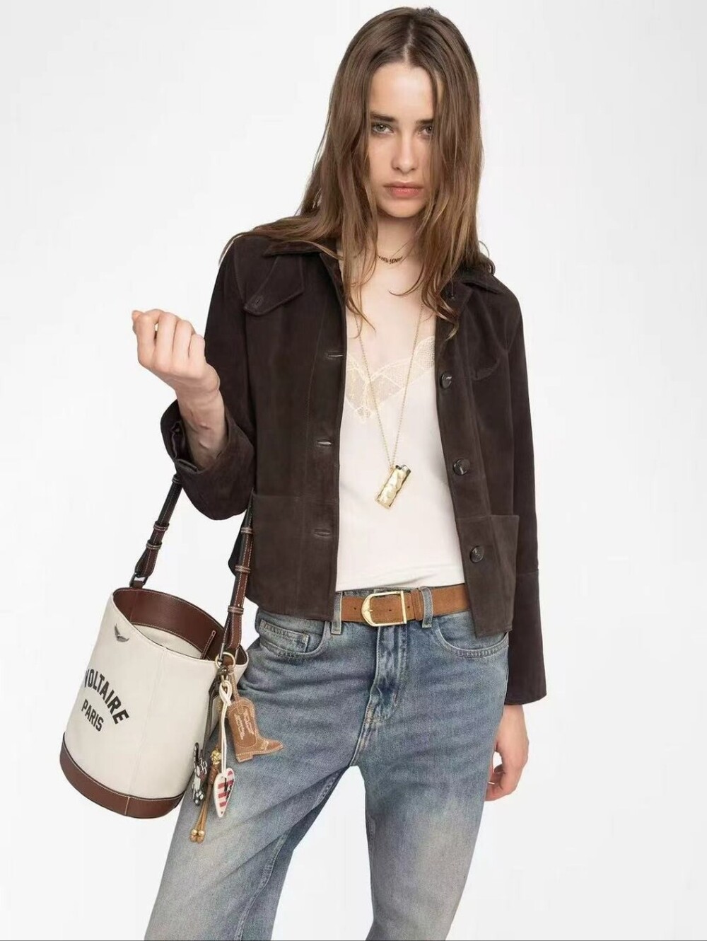 Zadig & Voltaire Lessa Suede Leather Jacket